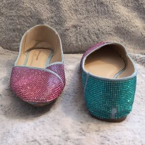 Rock & Candy Women's Glitter Slip-On Flats in Pink and Teal